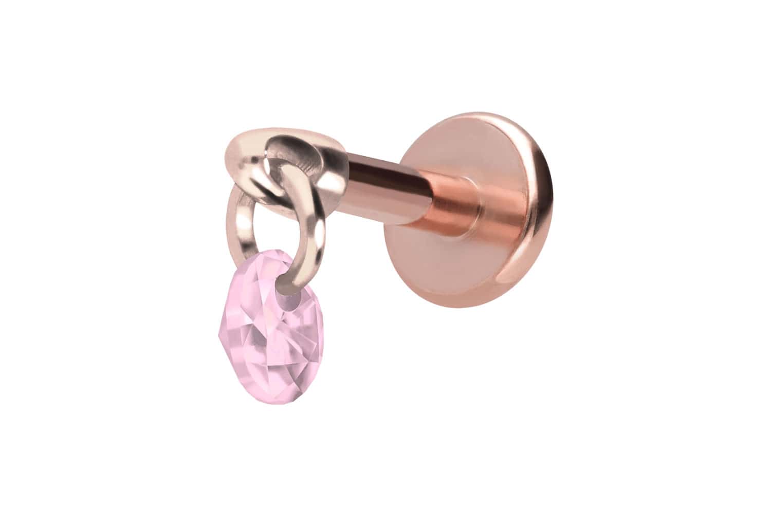 Titan Labret Piercing mit Innengewinde RUNDER KRISTALL